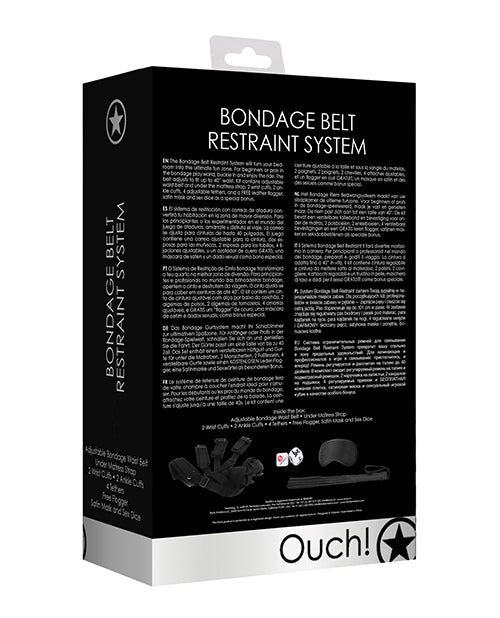 Shots Ouch Bondage Belt Restraint System - Black