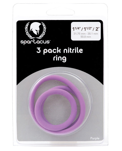 Spartacus Nitrile Cock Ring Set 3 Pack - Assorted Colors