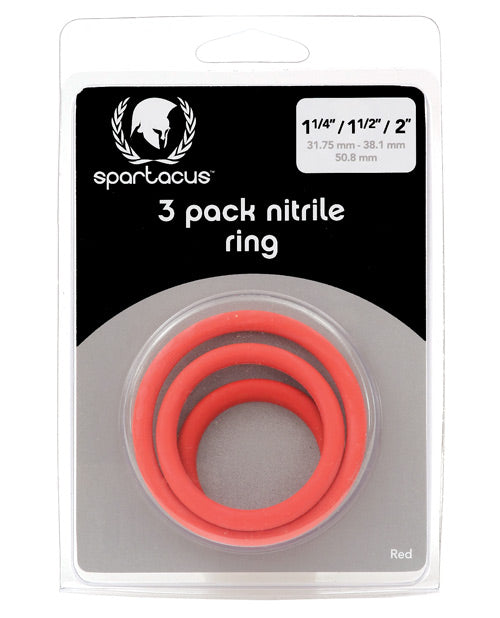 Spartacus Nitrile Cock Ring Set 3 Pack - Assorted Colors