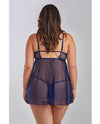 Jennie Cross Dyed Galloon Lace & Mesh Babydoll Navy 2X