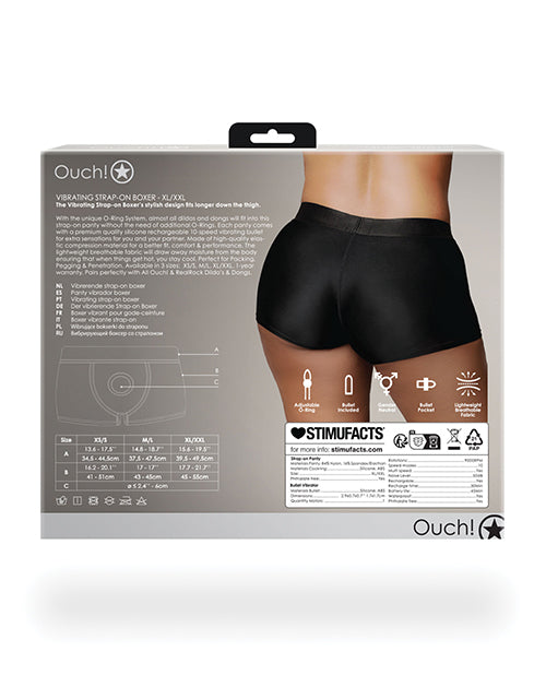 Shots Ouch Vibrating Strap On Boxer - Black XL/XXL