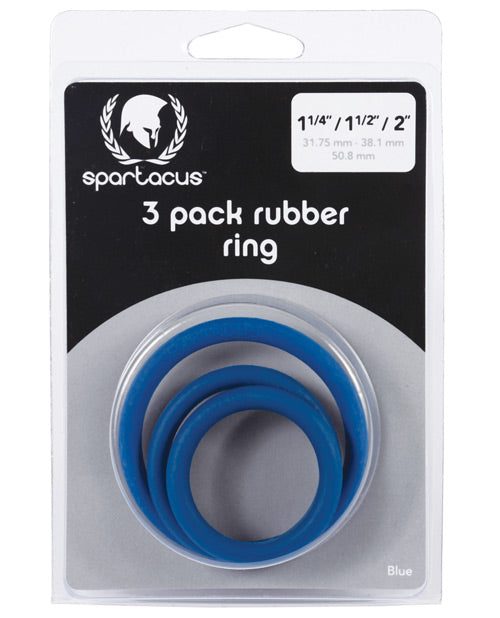 Spartacus Rubber Cock Ring Set - Pack of 3 - Assorted Colors