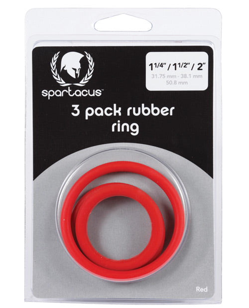 Spartacus Rubber Cock Ring Set - Pack of 3 - Assorted Colors