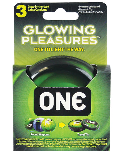 One Glowing Pleasures Condoms - Box of 3