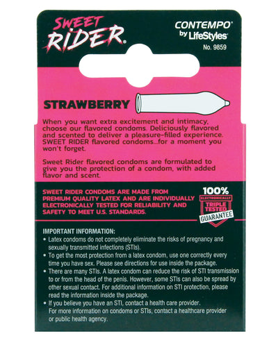 Contempo Sweet Rider Condoms - Strawberry Pack of 3
