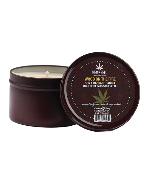 Earthly Body 2023 Holiday 3 in 1 Massage Candle - 6 oz Wood On The Fire