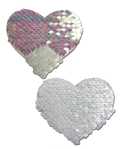 Pastease Color Changing Flip Sequins Heart - Pearl/White O/S