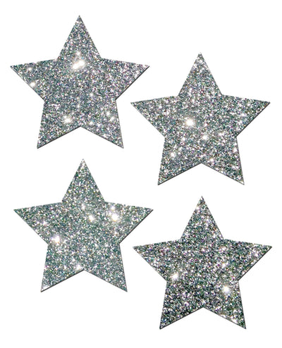 Pastease Petites Glitter Star - Silver O/S Pack of 2