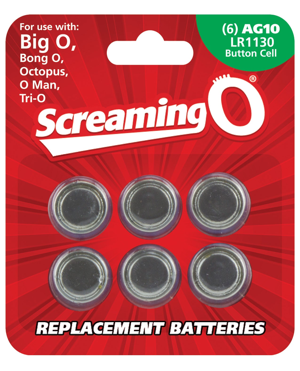 Screaming O AG10 Batteries - Sheet of 6 (BigO ,Octo, BongO,TriO,OMan,BangO)