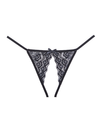Adore Luv Web Strappy Open Front Panty Black O/S