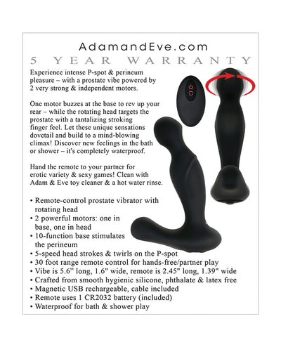 Adam & Eve Adam's Rotating P Spot Massager - Black