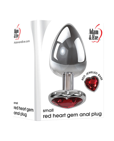 Adam & Eve Red Heart Gem Anal Plug - Small Red/Chrome