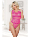Allure Halter & Lace Teddy Hot Pink O/S