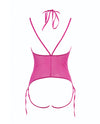 Allure Angelina Sheer Mesh Under Bust Teddy Hot Pink L/XL