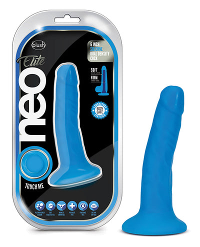 Blush Neo Elite 6" Silicone Dual Density Cock - Neon Blue