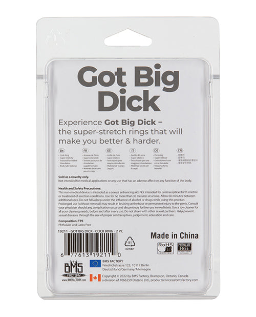 Got Big Dick 2 Pack Cock Rings - Black