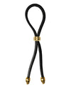 Bolo Cock Ring Leather Lasso Bead Slider w/Skull Tips - Black with Gold or Silver