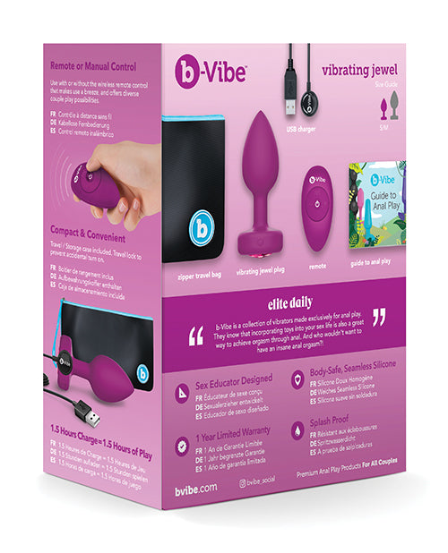 b-Vibe Remote Control Vibrating Jewel Plug (S/M) - Assorted Colors