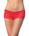 Low Rise Stretch Scallop Lace Booty Short - Red