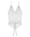 Stretch & Scallop Lace Crotchless Teddy White OS/XL