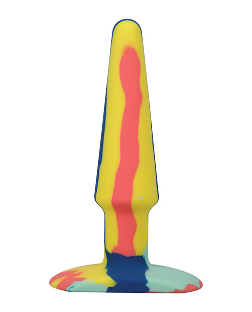 A Play 5" Groovy Silicone Anal Plug - Multicolor/Yellow