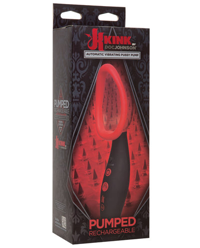 Kink Pumped Rechargeable Automatic Vibrating Pussy Pump - Black/Red