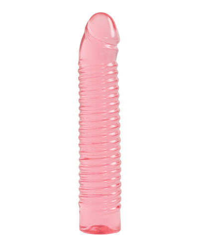 Vivid 7" Pink Ribbed Jelly w/Penis Head - Sunrise