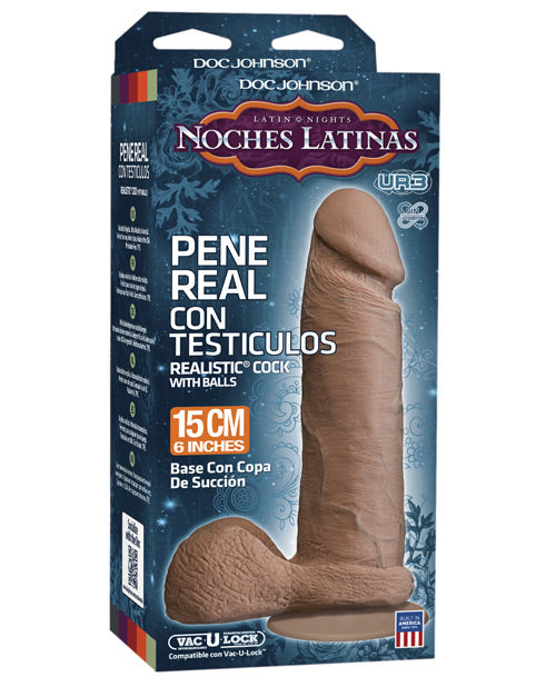 Noches Latinas Ultraskyn Pene Real Con Testiculos 6 " - Caramel