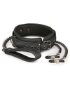 Easy Toys Faux Leather Collar w/Nipple Chains - Black