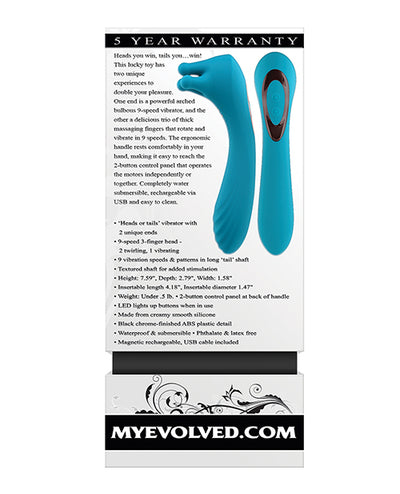 Evolved Heads or Tails Rechargeable Vibrator - Teal