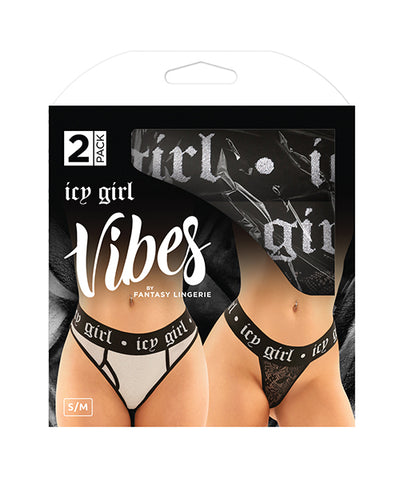 Vibes Buddy Pack Icy Girl Metallic Boy Brief & Lace Thong Black L/XL