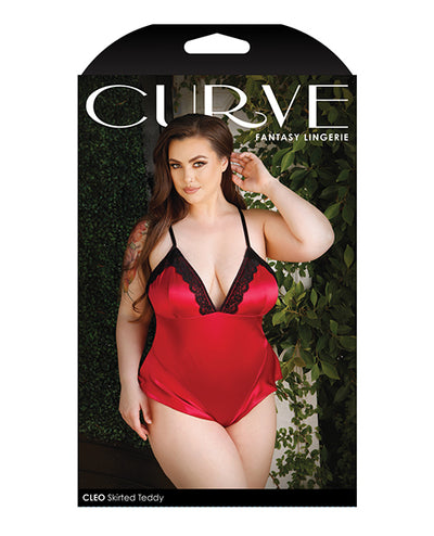 Curve Cleo Skirted Teddy w/Snap Crotch - Red
