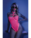 Glow Black Light Harness Mesh Body Suit Neon Pink M/L