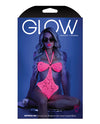 Glow Black Light Halter Bodysuit w/Open Sides Neon Pink M/L