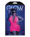 Glow Black Light Net Halter Dress Neon Pink QN