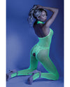 Glow Black Light Crotchless Bodystocking Neon Green O/S