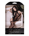 Sheer Fantasy Mixed Signals Halter Tie Gartered Teddy w/Attached Back Seam Stockings Black O/S