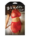 Vixen High Neck Halter Net Top & Tie Back Skirt Red L/XL