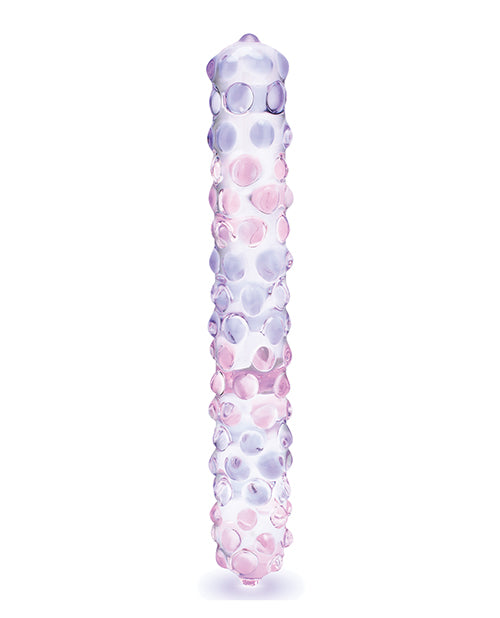 Glas 9" Purple Rose Nubby Glass Dildo - Purple/Pink