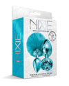 Nixie Metal Butt Plug Set w/Jewel Inlaid & Pom Pom - Blue Metallic