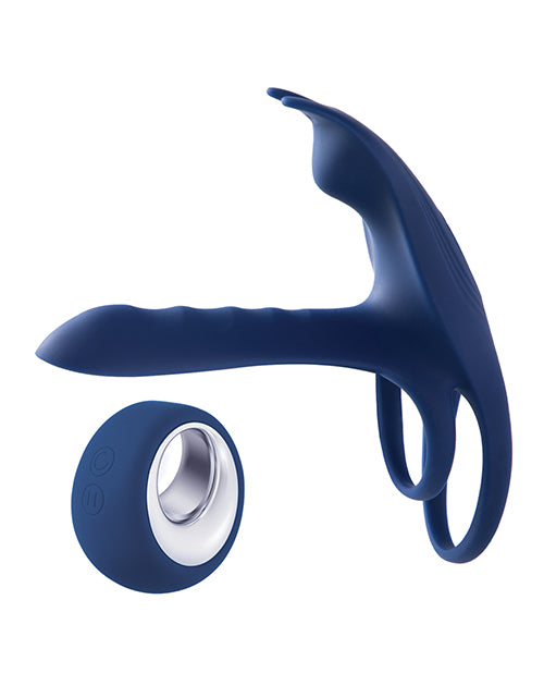 Blue Fox Vibrating Girth Enhancer Penis Sleeve - Blue