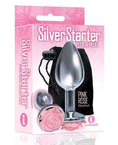 The 9's The Silver Starter Rose Floral Stainless Steel Butt Plug - Assorted Colors