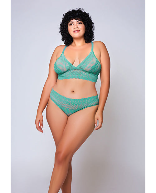 Geometric Lace Bralette & Hipster Teal 2X