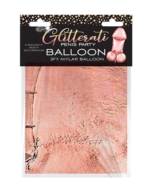 Glitterati Penis 3ft Mylar Balloon - Rose Gold
