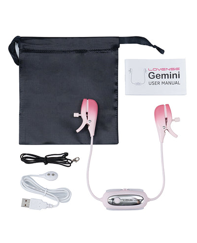 =Lovense Gemini Vibrating Nipple Clamps - Pink