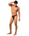 Male power stretch net pouch thong - BLACK