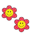 Neva Nude Smiley Flower Power Glitter Pasties - Pink/Yellow O/S