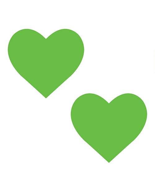 Neva Nude Temperature Reactive Heart Pasties - Neon Green
