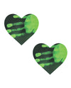 Neva Nude Temperature Reactive Heart Pasties - Neon Green