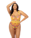 Elisabeth Unlined Underwire Embroidered Teddy - Yellow 2X